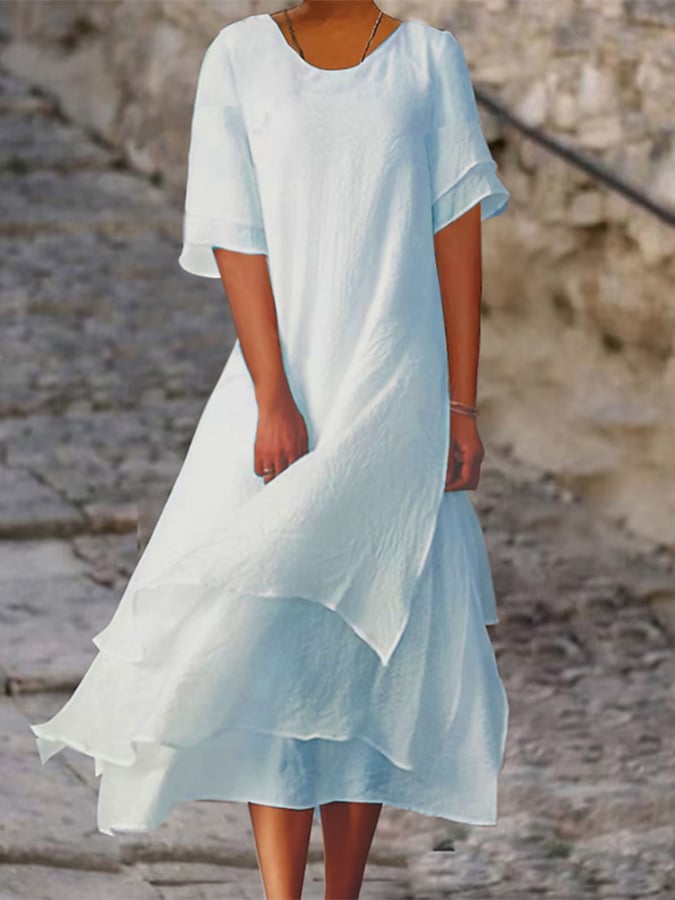 Hermine | Elegantes Schichtenkleid für Damen mit Rundhalsausschnitt