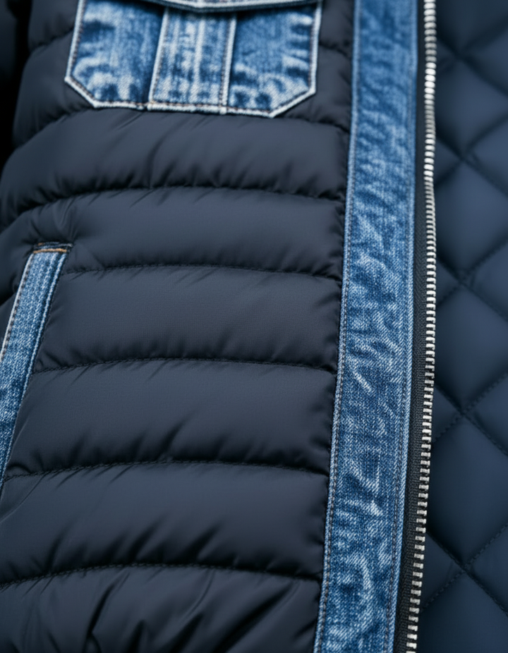 Fletcher | Gestepptes Hybrid-Denim-Jackett für Herren mit langen Ärmeln