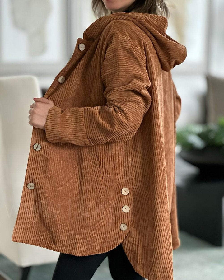 Cordia | Bequeme Cord-Jacke für Damen mit Kapuze und langen Ärmeln