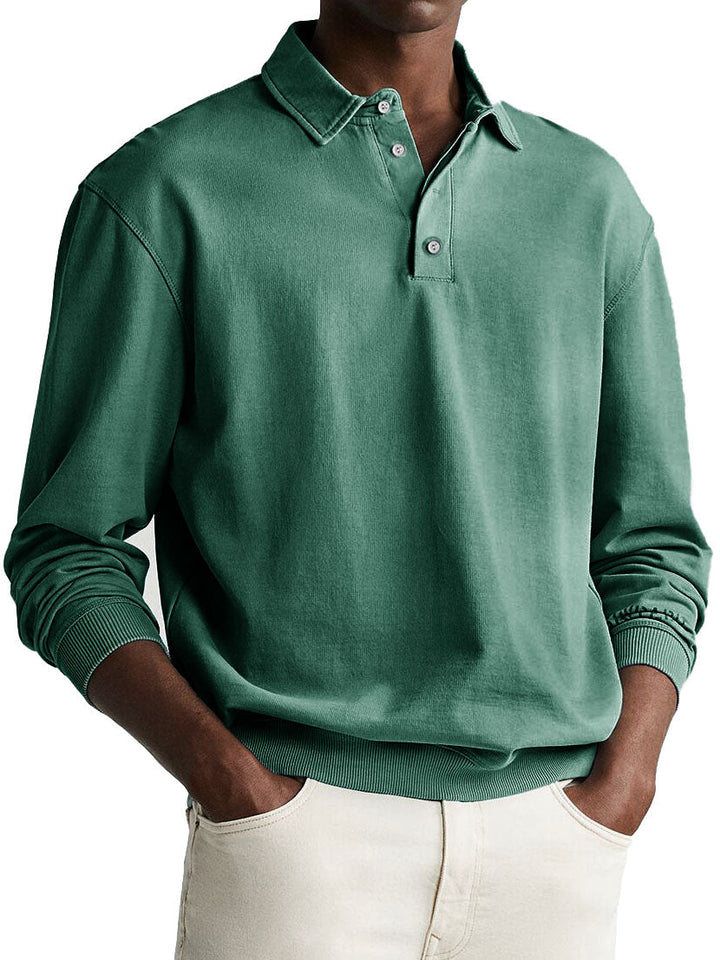 Victor | Herren Vintage Polo mit langen Ärmeln Poloshirt
