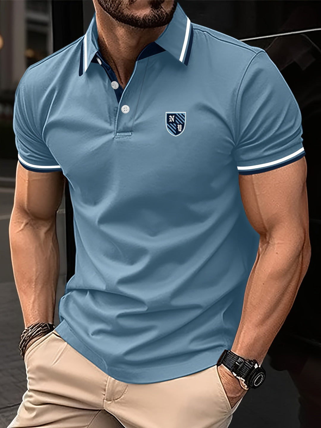 Elliot | Herren Freizeit-Polohemd mit kurzen Ärmeln und Streifen