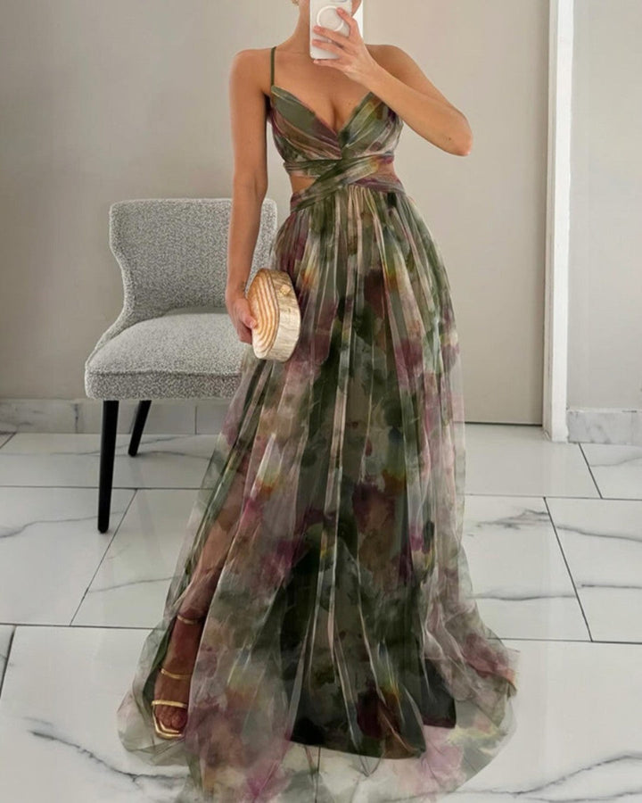 Giselle | Fesselndes Floral-Maxikleid für Damen mit V-Ausschnitt