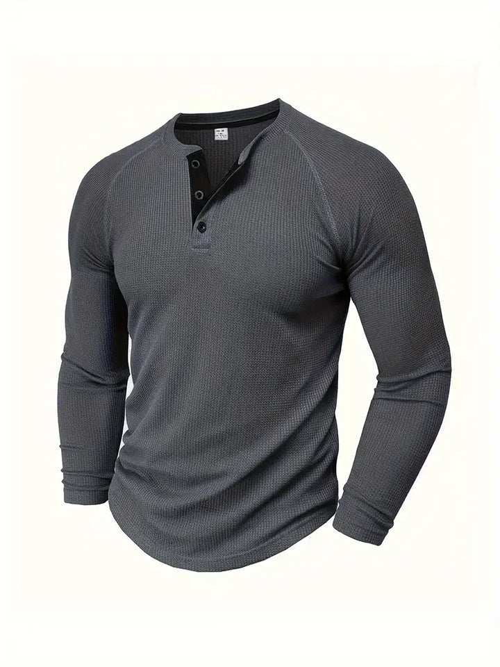 Chad | Herren Henley-Shirt mit Rundhalsausschnitt und langen Ärmeln