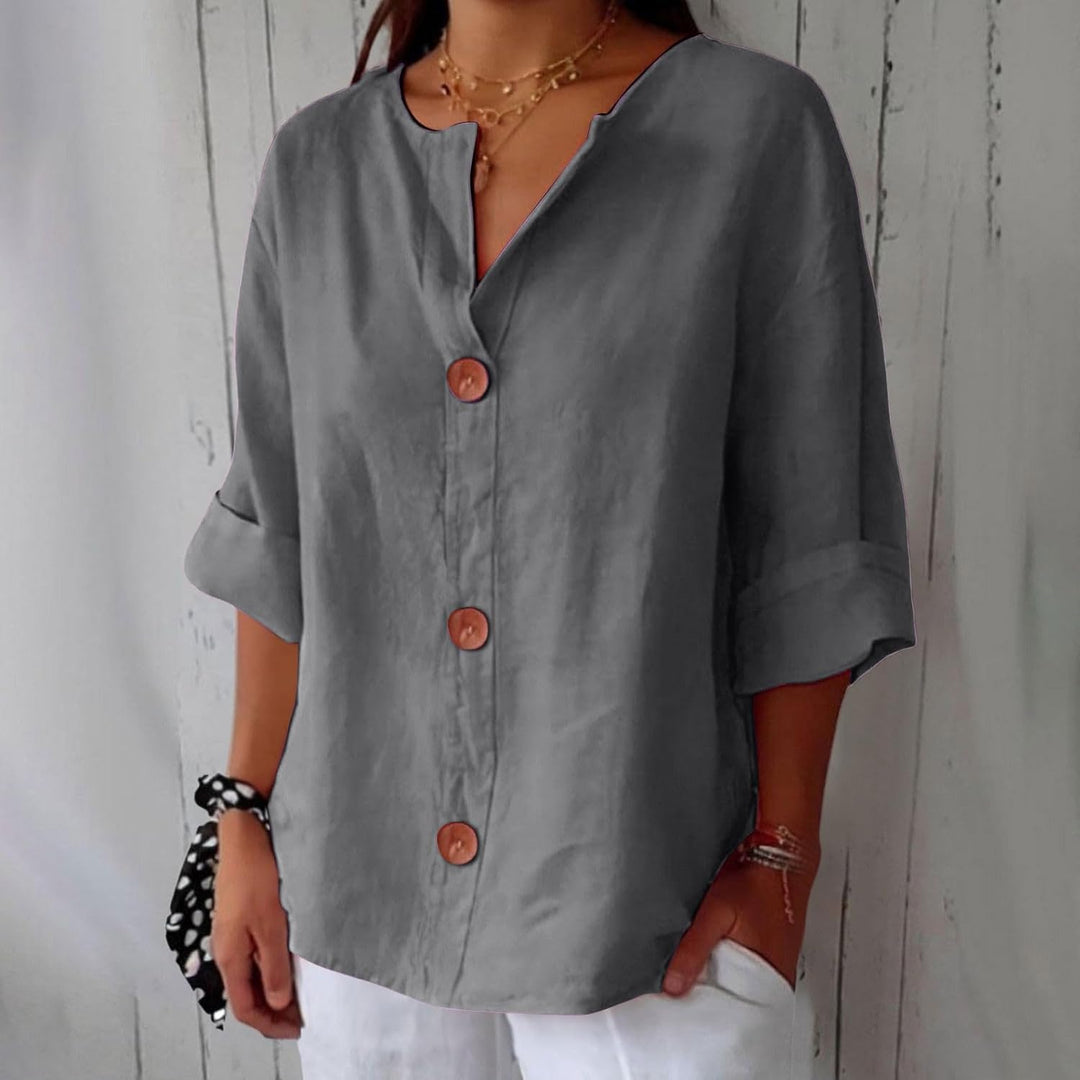 Clara | Legere Bluse für Damen mit Rundhalsausschnitt und kurzen Ärmeln