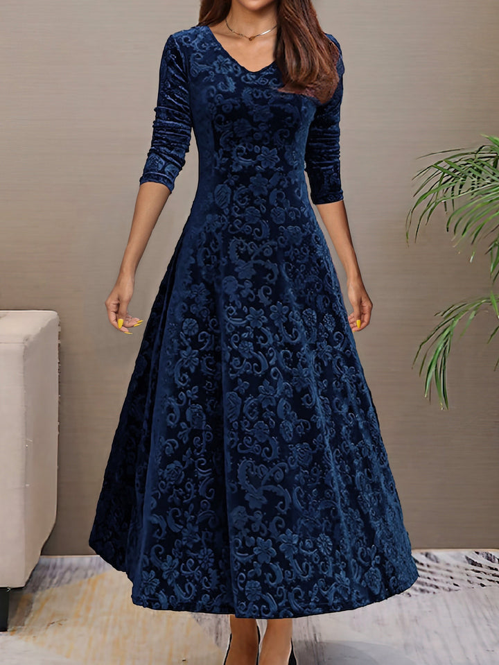 Nancy | s Feiertagskleid für Damen mit Blumenmuster und V-Ausschnitt