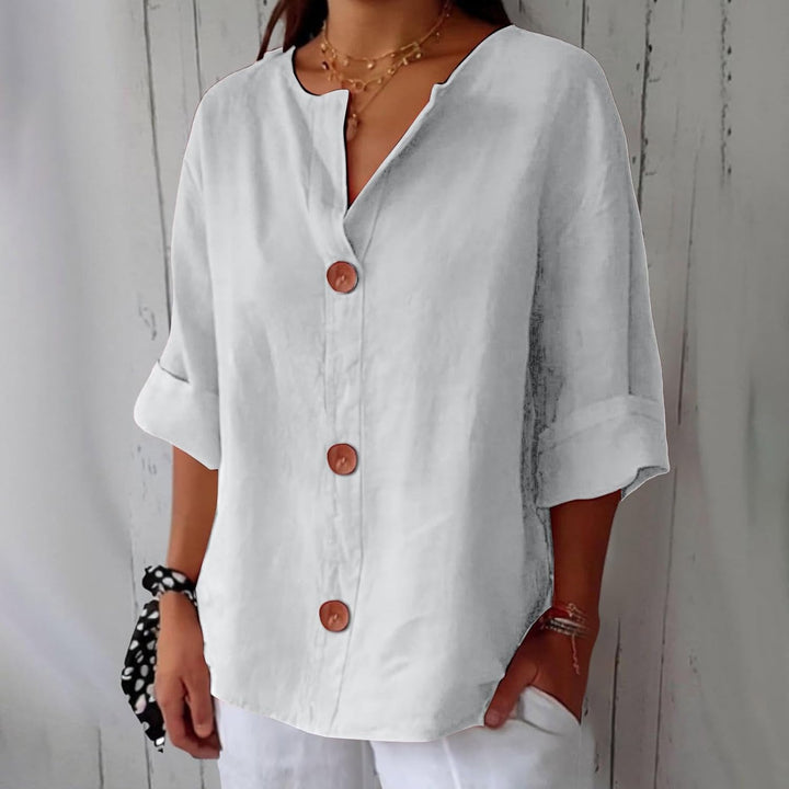Clara | Legere Bluse für Damen mit Rundhalsausschnitt und kurzen Ärmeln