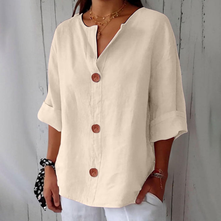 Clara | Legere Bluse für Damen mit Rundhalsausschnitt und kurzen Ärmeln