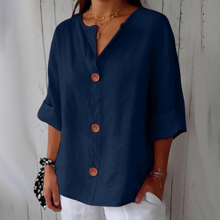 Clara | Legere Bluse für Damen mit Rundhalsausschnitt und kurzen Ärmeln