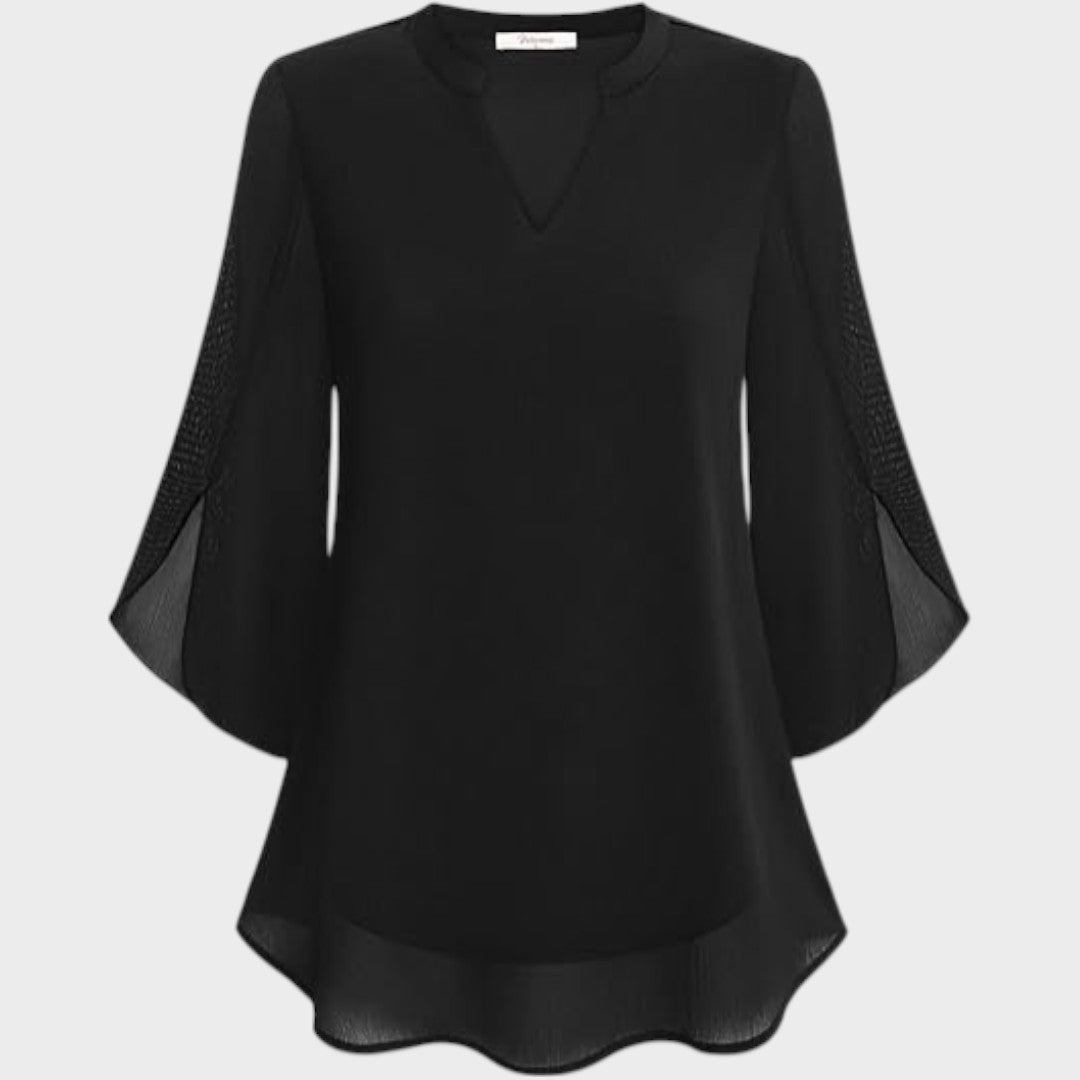 Emma | Stylische Damenbluse für Damen mit V-Ausschnitt und kurzen Ärmeln