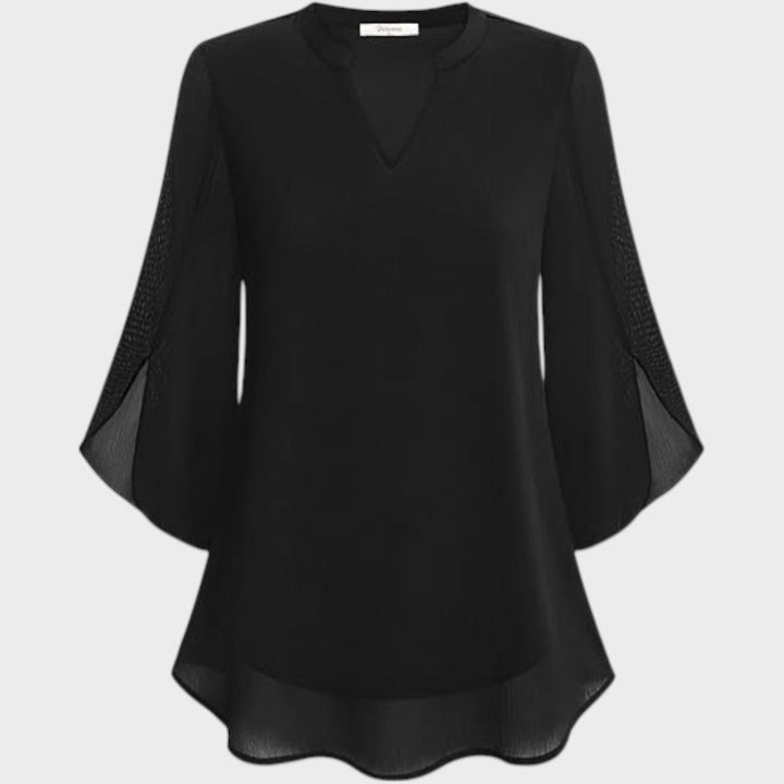 Emma | Stylische Damenbluse für Damen mit V-Ausschnitt und kurzen Ärmeln