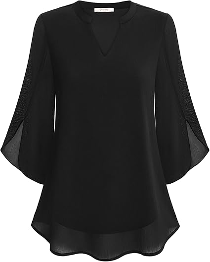 Annelyn | Luxe Geschichtete Bluse für Damen mit V-Ausschnitt und 3/4-Ärmeln