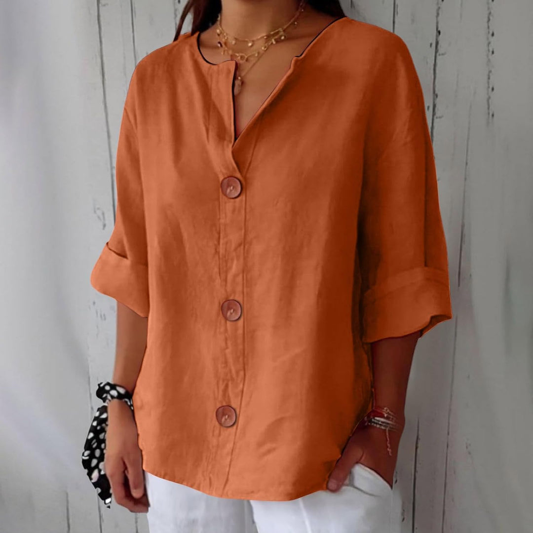 Clara | Legere Bluse für Damen mit Rundhalsausschnitt und kurzen Ärmeln