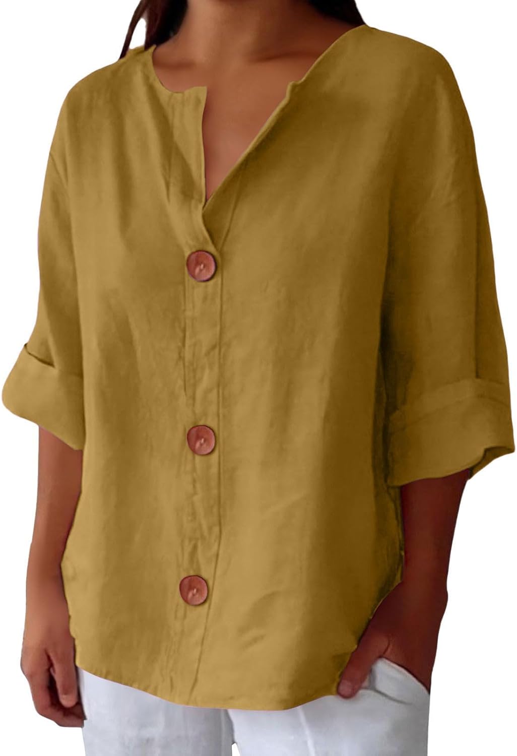 Clara | Legere Bluse für Damen mit Rundhalsausschnitt und kurzen Ärmeln