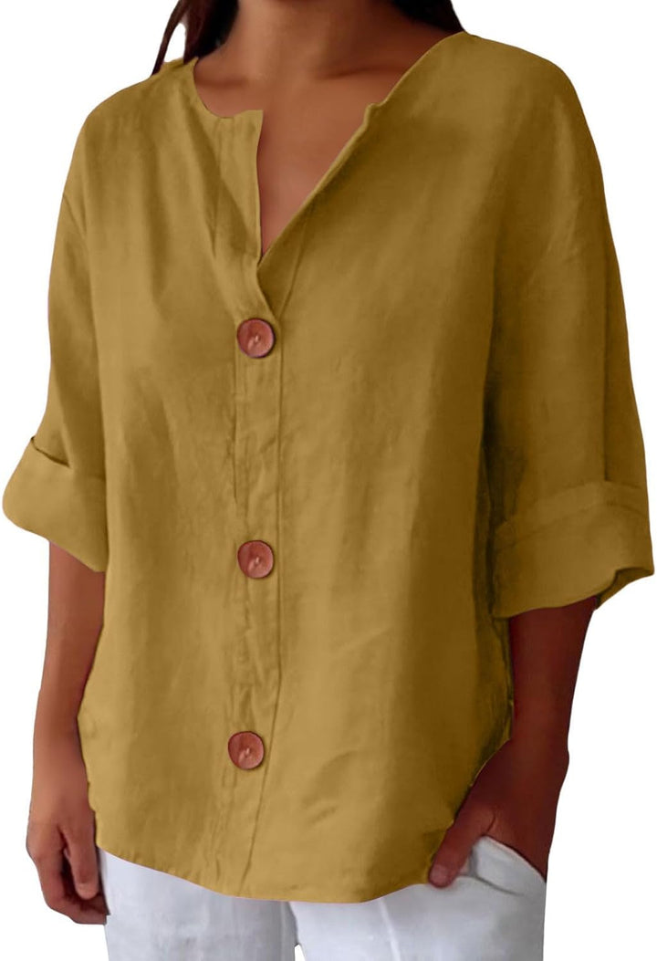 Clara | Legere Bluse für Damen mit Rundhalsausschnitt und kurzen Ärmeln