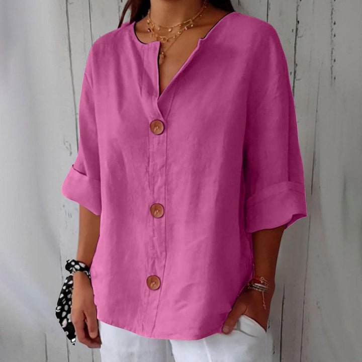 Clara | Legere Bluse für Damen mit Rundhalsausschnitt und kurzen Ärmeln