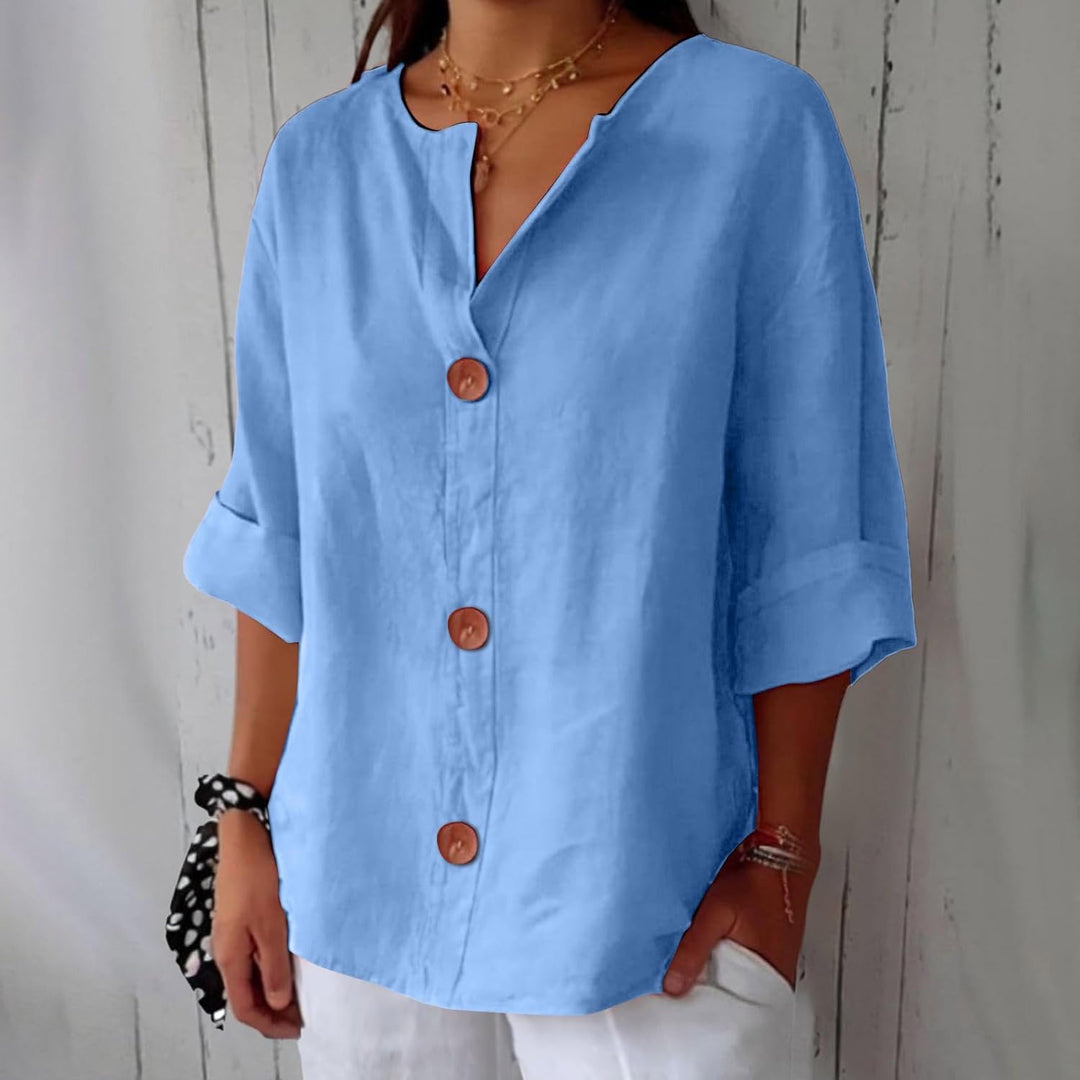 Clara | Legere Bluse für Damen mit Rundhalsausschnitt und kurzen Ärmeln