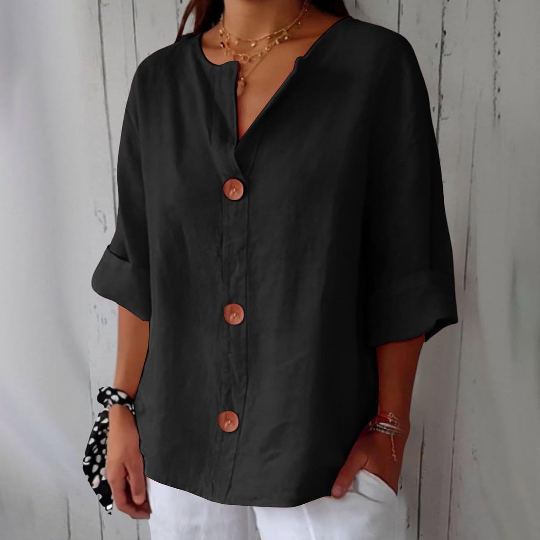 Clara | Legere Bluse für Damen mit Rundhalsausschnitt und kurzen Ärmeln