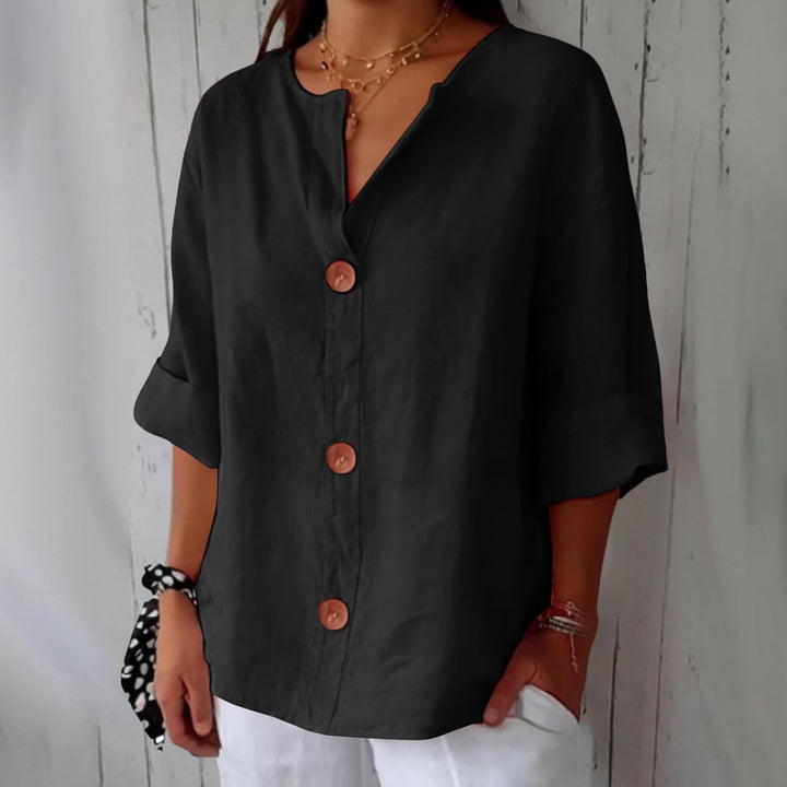 Clara | Legere Bluse für Damen mit Rundhalsausschnitt und kurzen Ärmeln