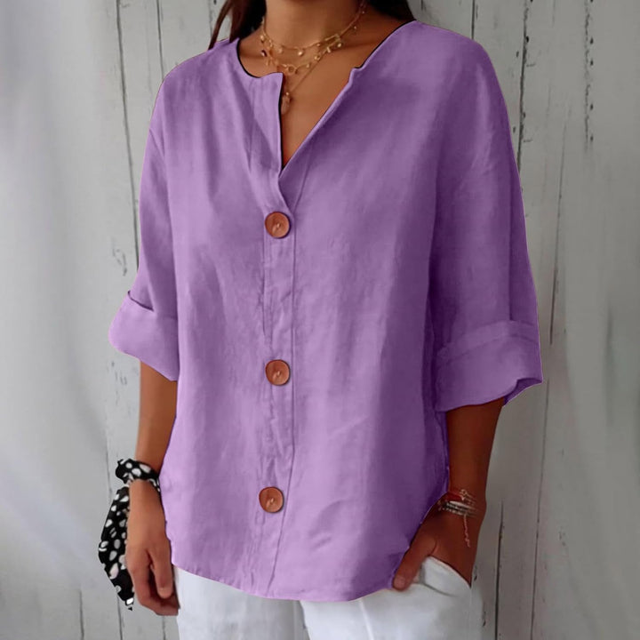 Clara | Legere Bluse für Damen mit Rundhalsausschnitt und kurzen Ärmeln