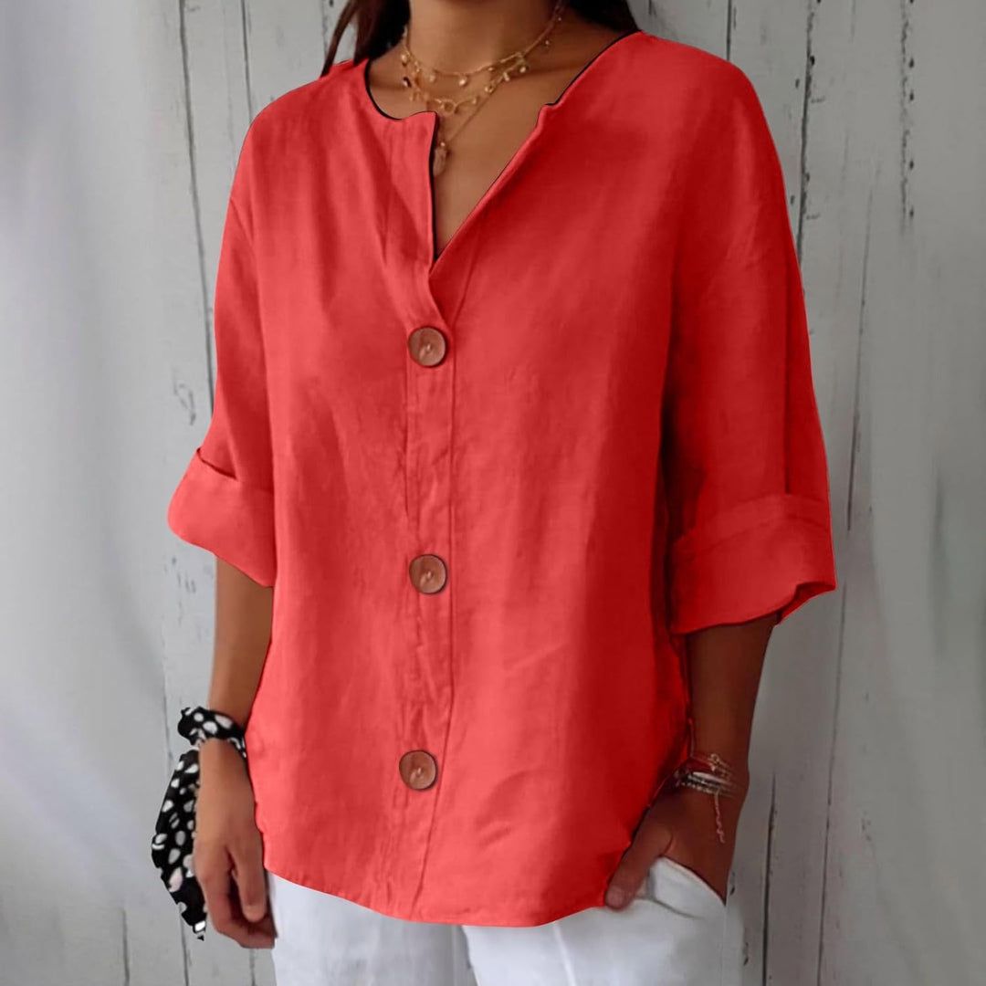 Clara | Legere Bluse für Damen mit Rundhalsausschnitt und kurzen Ärmeln