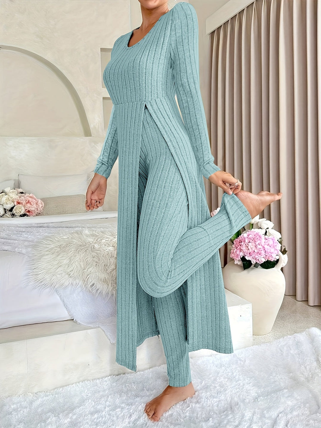 Aldea | Gemütliches Zwei-Teile Ribbed Lounge Set für Damen