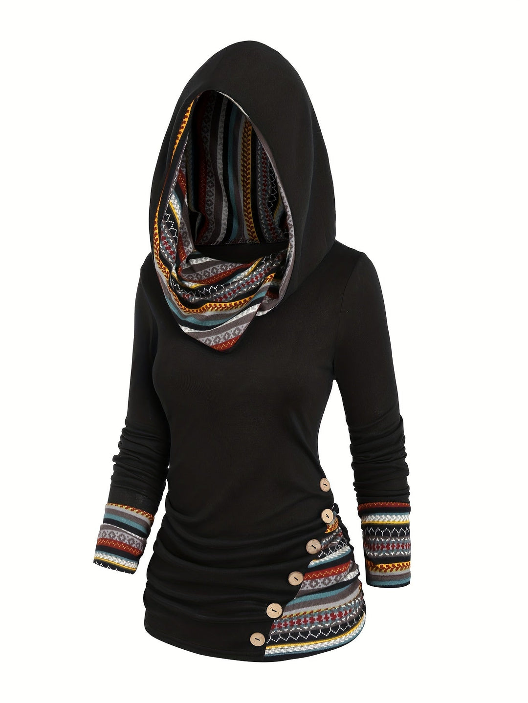 Fenna Elegante Langarmbluse für Damen mit Kapuze und langen Ärmeln