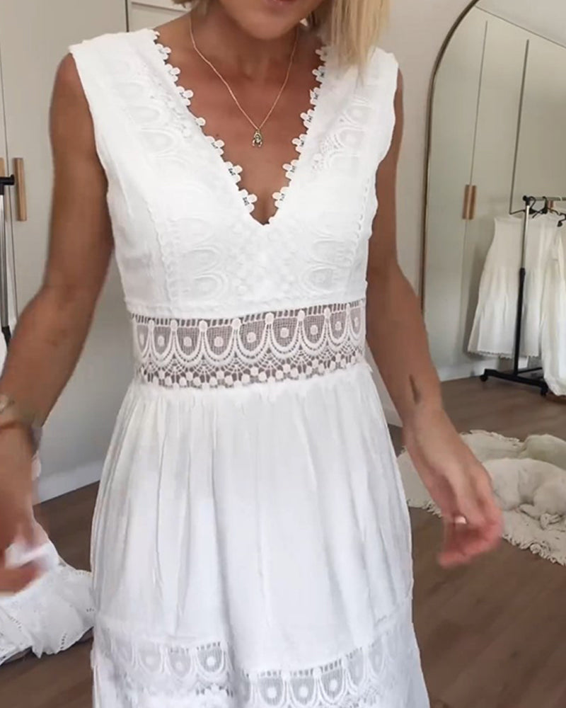 Alexa | V-Ausschnitt Cami Kleid mit langen Ärmeln