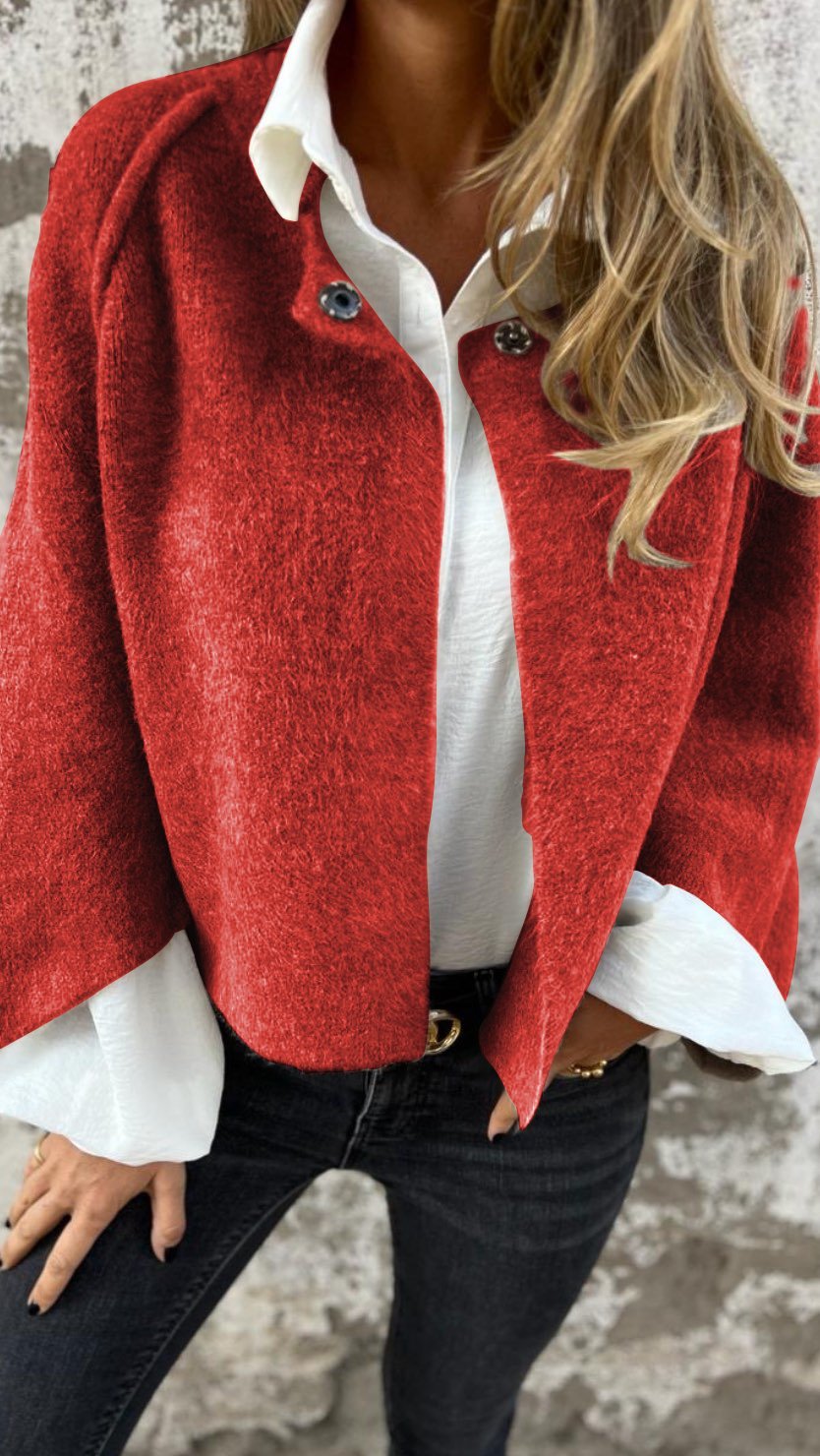 BEA | Damen Mantel mit Rundhalsausschnitt und langen Ärmeln