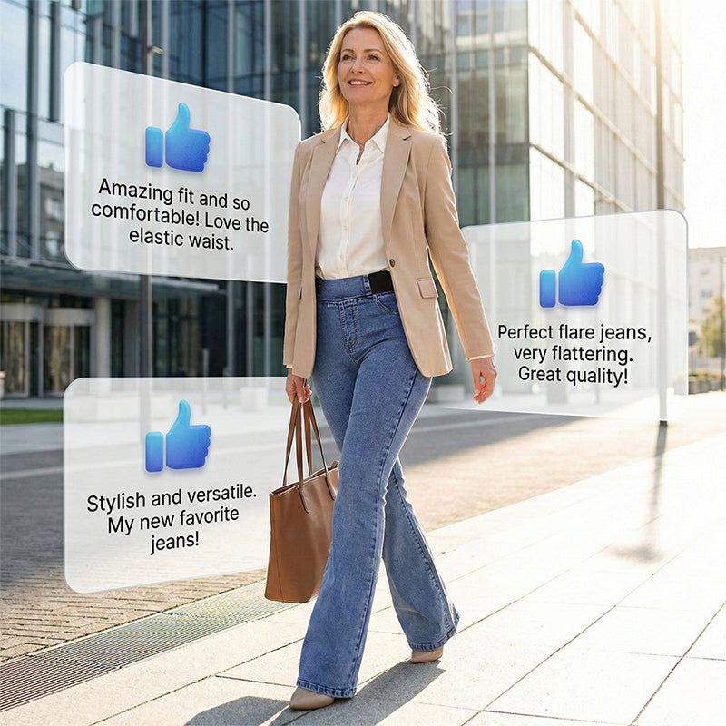 Damenjeans für Damen mit hohem Bund und dehnbaren Beinen