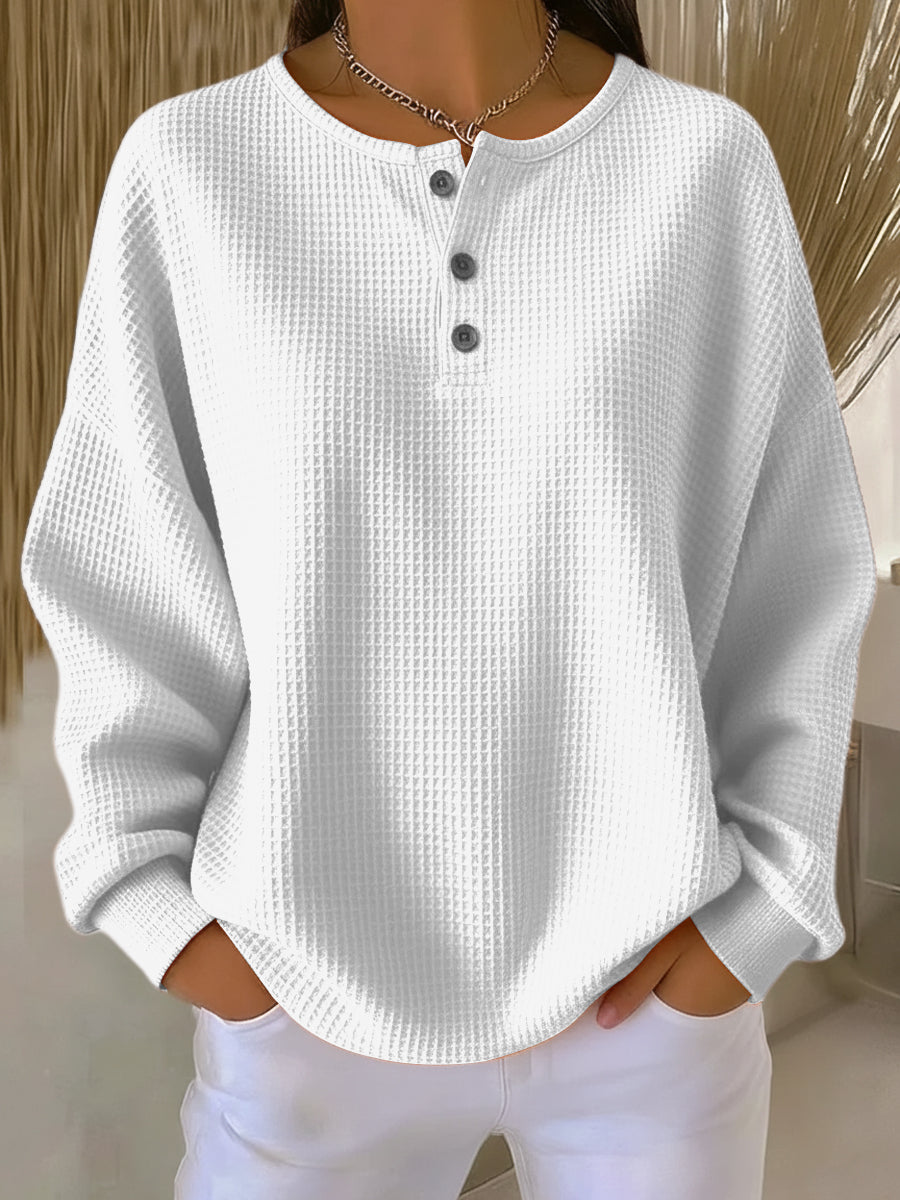 Anne | Gemütliches Sweatshirt für Damen mit Waffelstrick und Kragen
