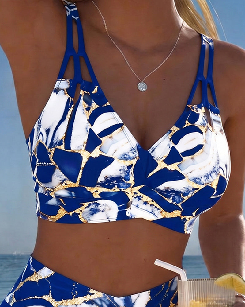 Luna | Damen V-Ausschnitt Strap Bikini mit Bindung