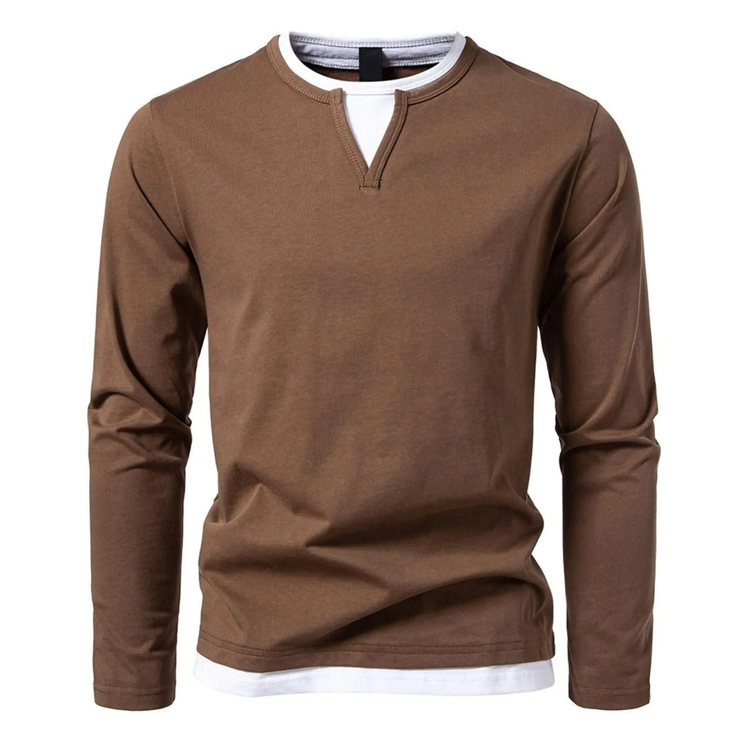Jacob | Langarm Henley Pullover für Herren mit V-Ausschnitt