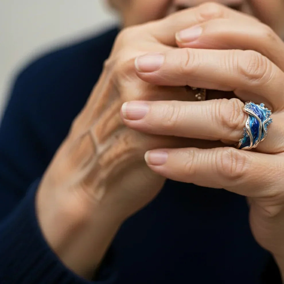 Retro-Goldring für Damen mit Wellen-Design