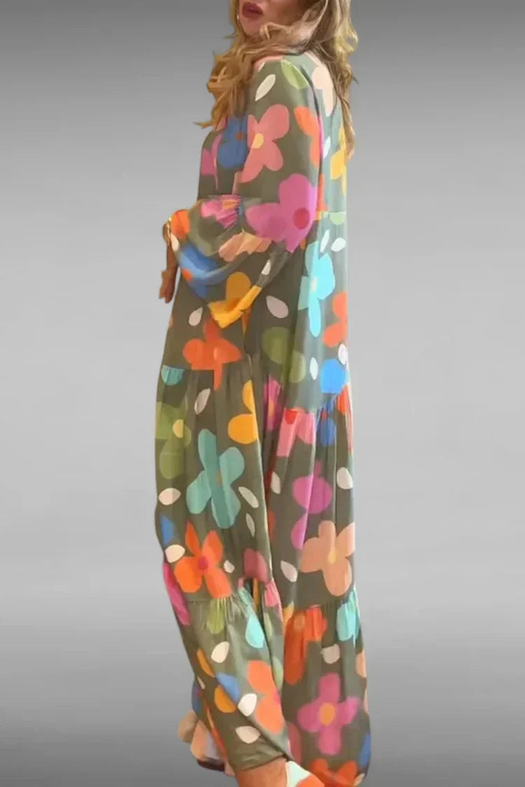 Blumentraum | Lässiges Maxikleid für Damen mit Rundhalsausschnitt