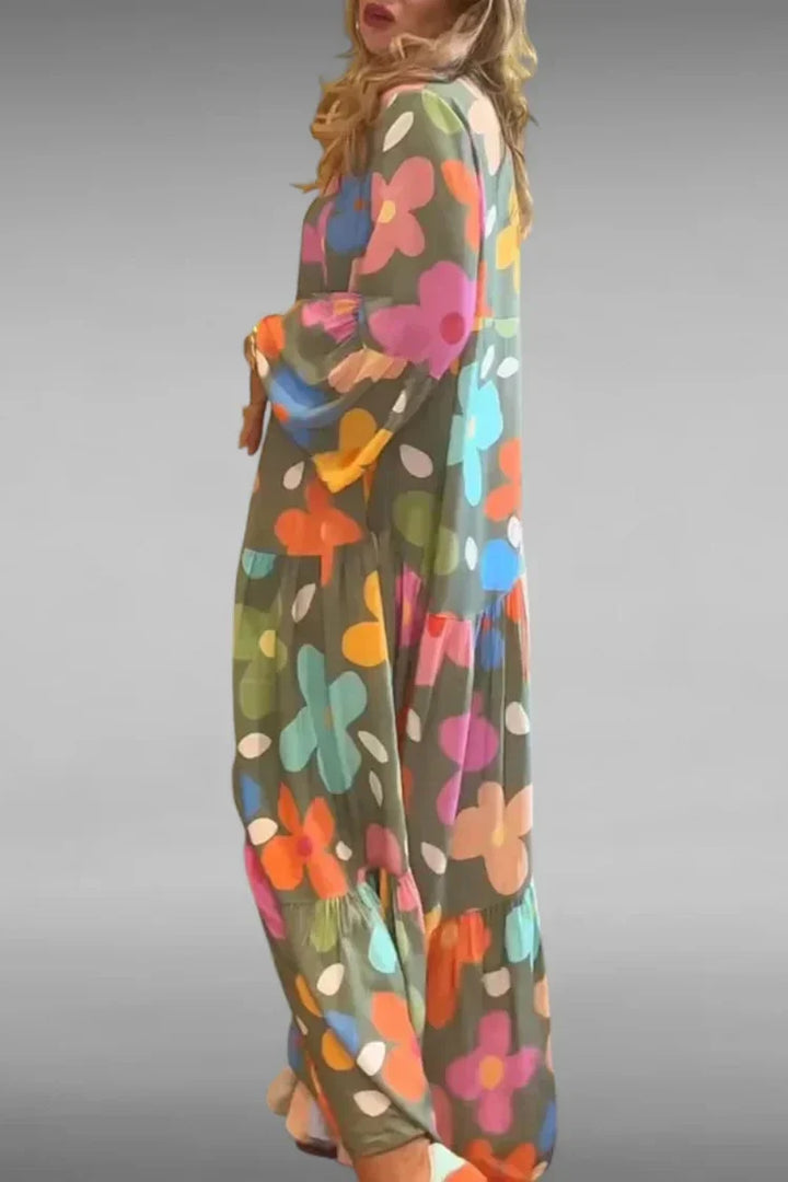 Blumentraum | Lässiges Maxikleid für Damen mit Rundhalsausschnitt