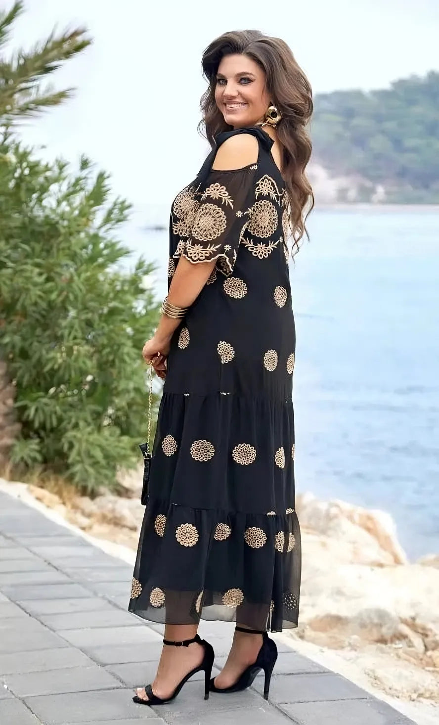 Dionne | Elegantes Mesh-Sommerkleid für Damen mit Rundhalsausschnitt