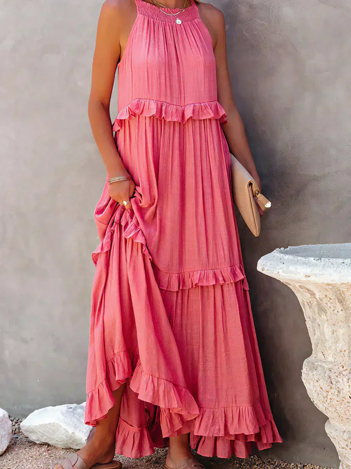 Sarah | Halter Rüsch Maxi Kleid (Fast ausverkauft) für Damen