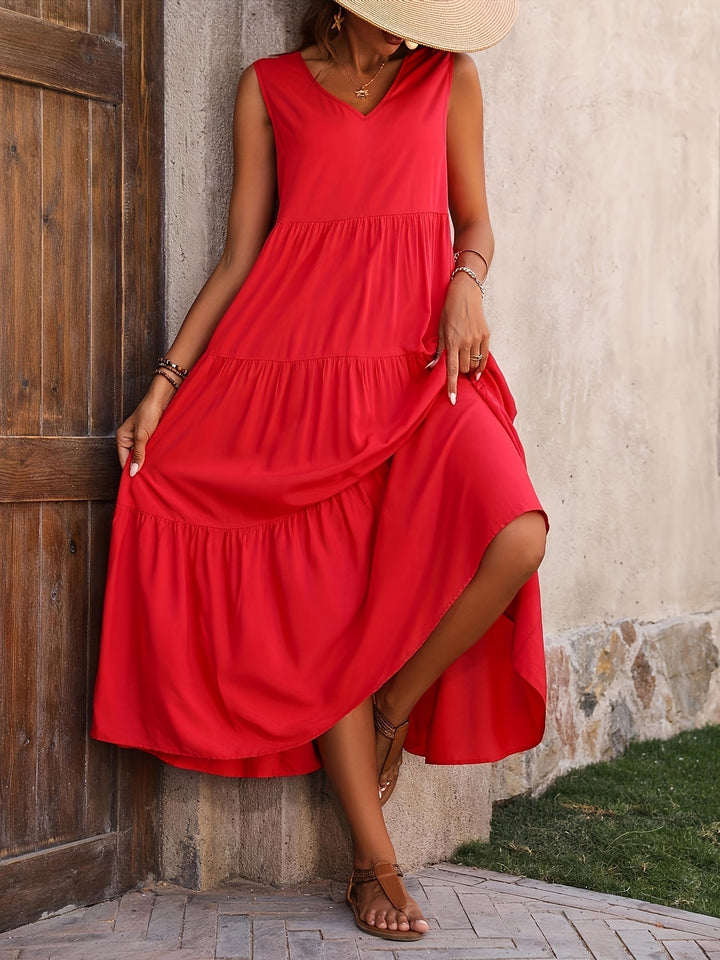 Odette | Bequemes V-Ausschnitt Schichtenkleid für Damen