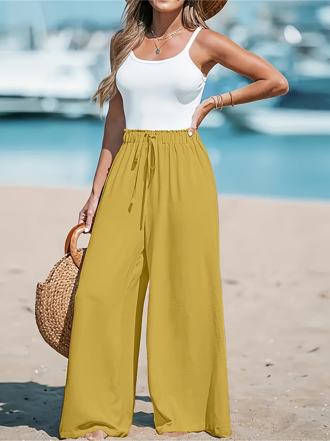 Avery | Atmungsaktive Hochtaillierte Weite Hosen für Damen