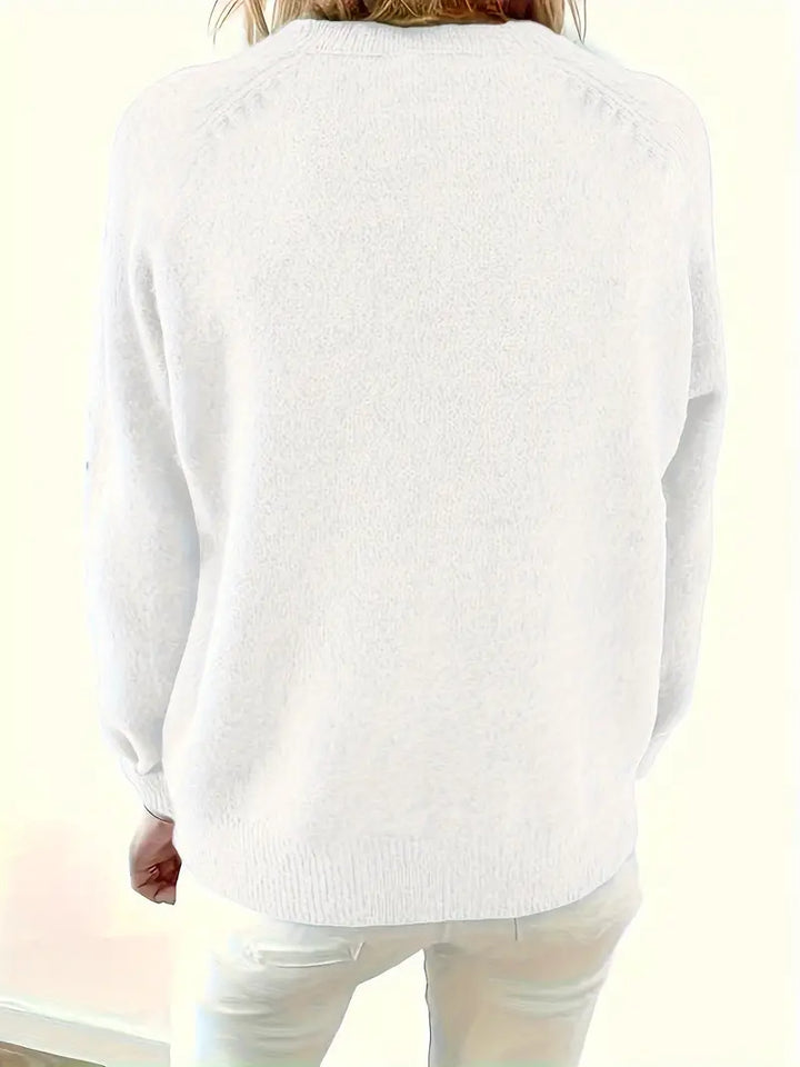 Caroline | Solider Pullover für Damen mit Halber Knopfleiste