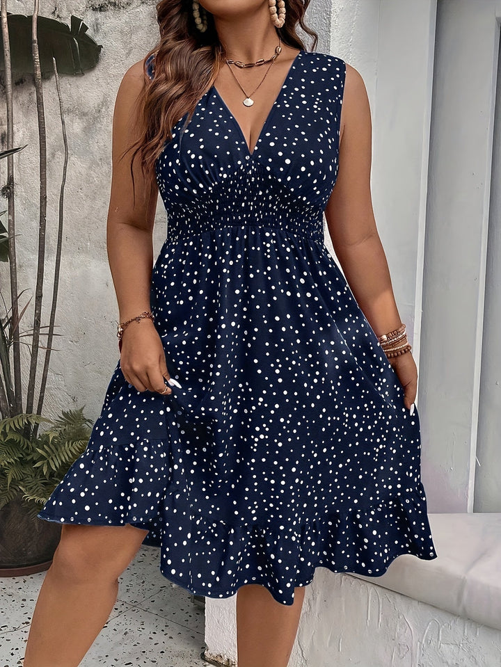 Tory | Plus Size Polka Dot Tankkleid für Damen mit Punkten und V-Ausschnitt