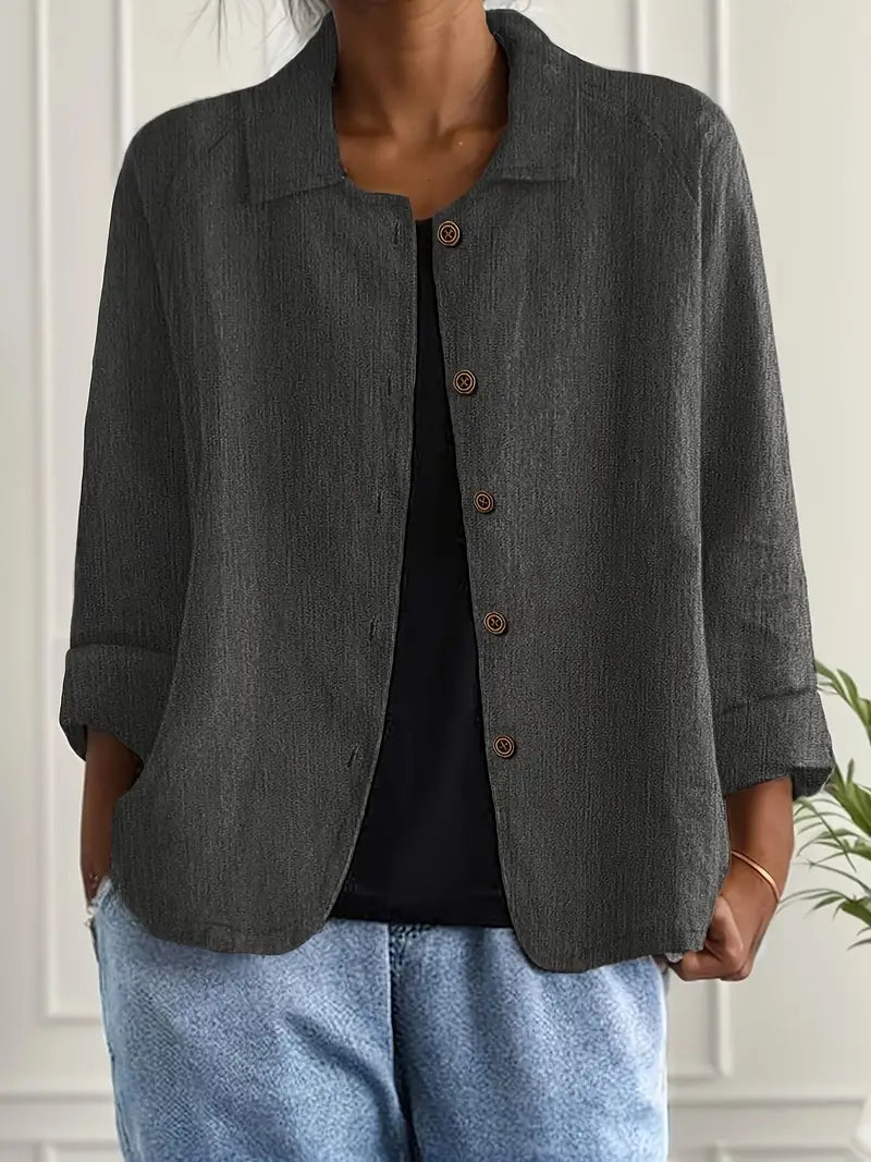 Marilla | Klassischer leichter Hemd-Cardigan für Damen mit 3/4-Ärmeln