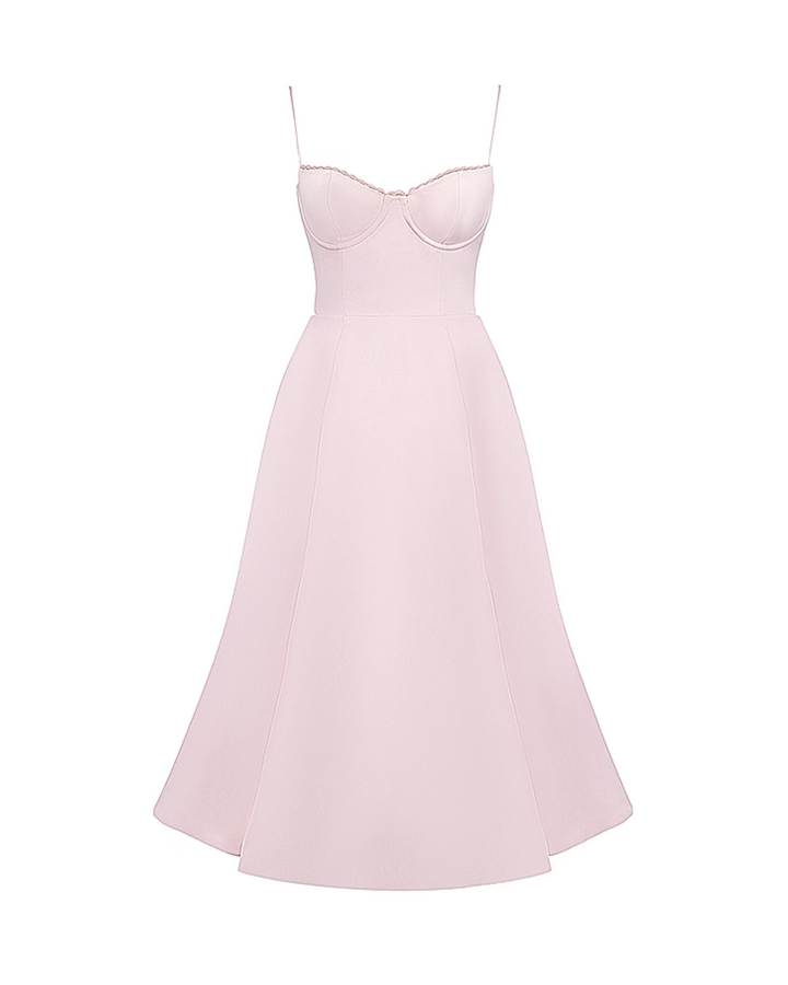 Ophira | Elegantes Korsett-Midi-Kleid für Damen mit Spaghettiträgern