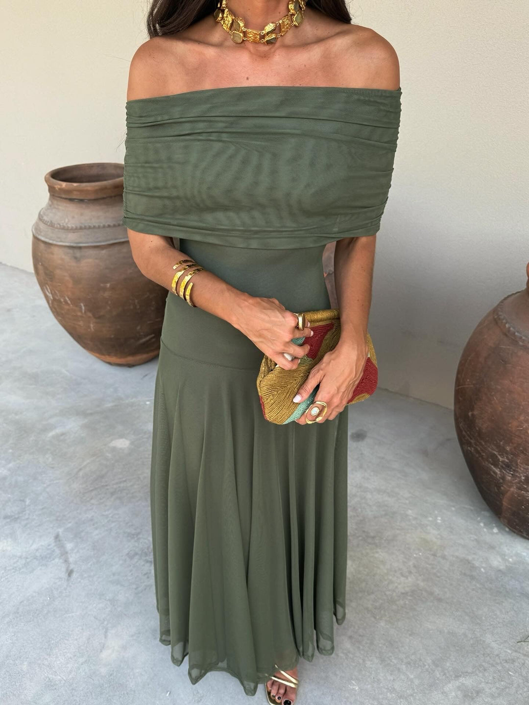Serena | Damen Maxi Off-Shoulder Kleid