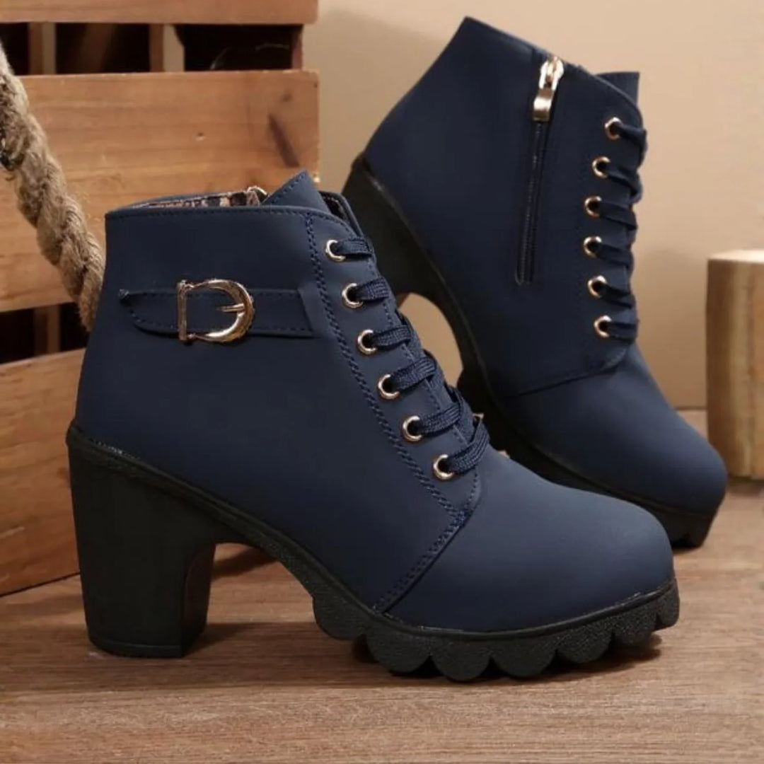 Mina | Schicke Schnürstiefeletten für Damen mit Metallschnalle
