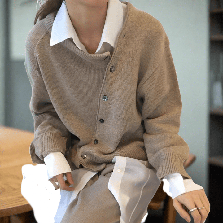 Cathy | Entspannter Cardigan für Damen mit V-Ausschnitt und langen Ärmeln