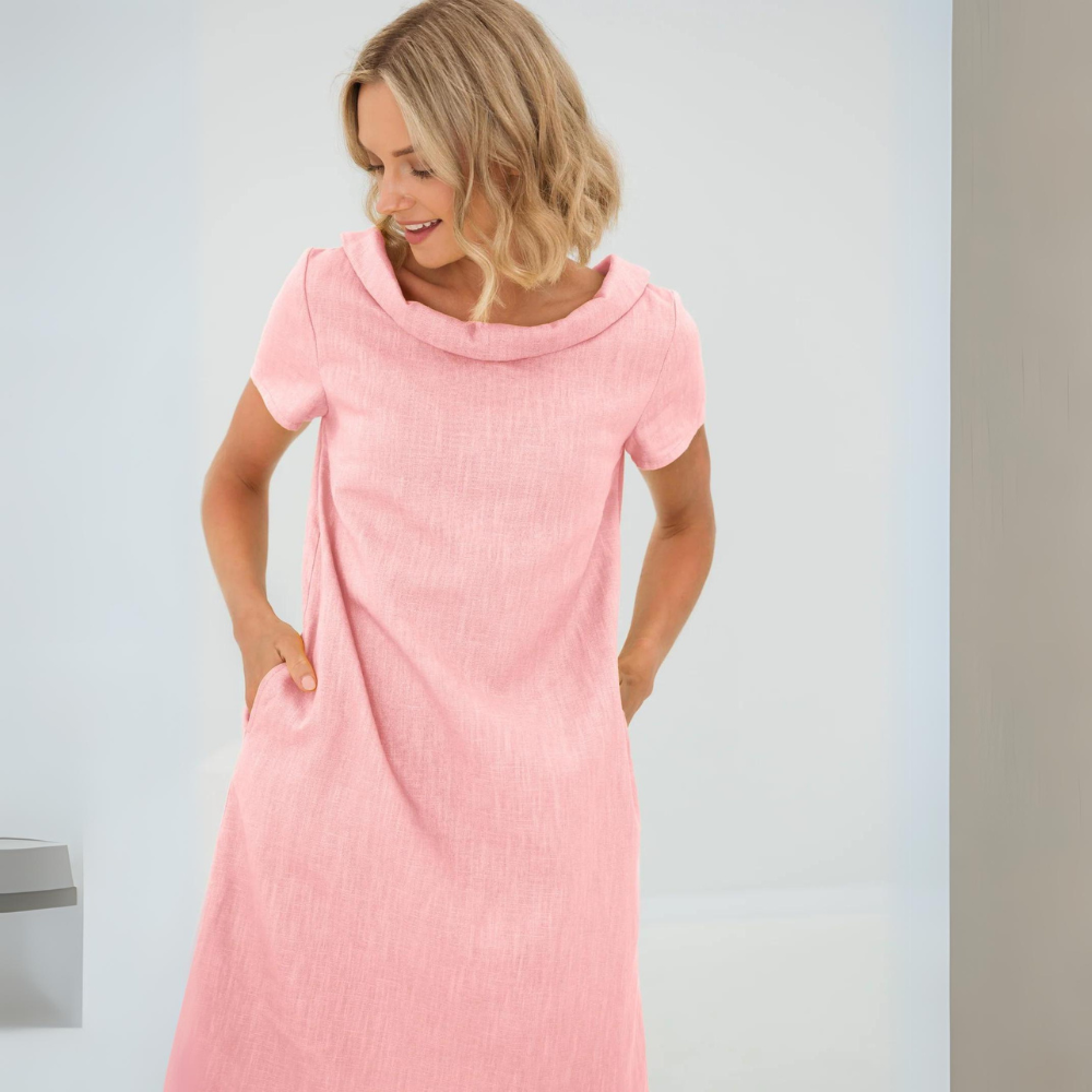 Damen Minikleid mit kurzen Ärmeln und Taschen