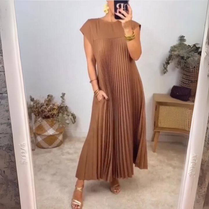 Alexa | Leichtes und Frisches Faltenkleid für Damen mit Rundhalsausschnitt