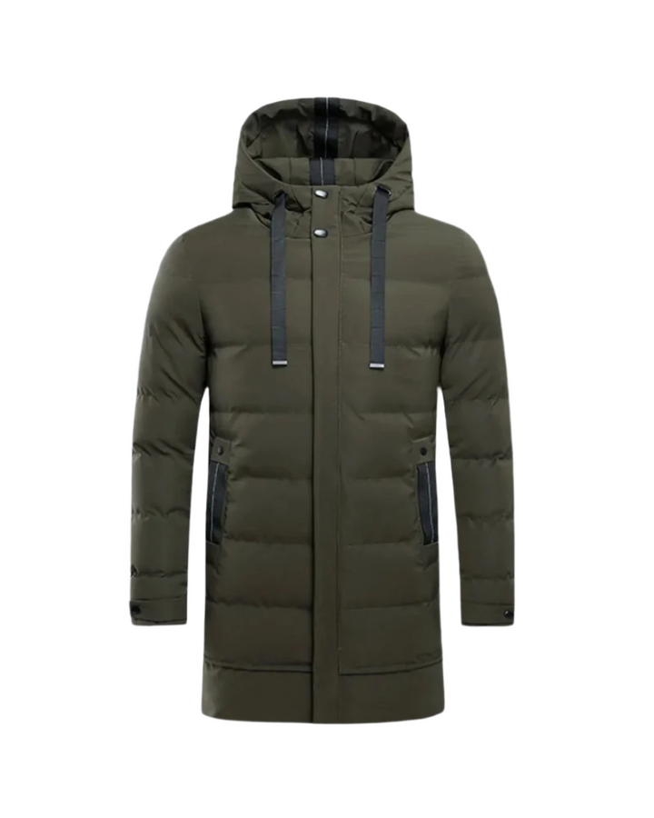 Gianluca Lange Winterjacke für Herren mit Kapuze und langen Ärmeln