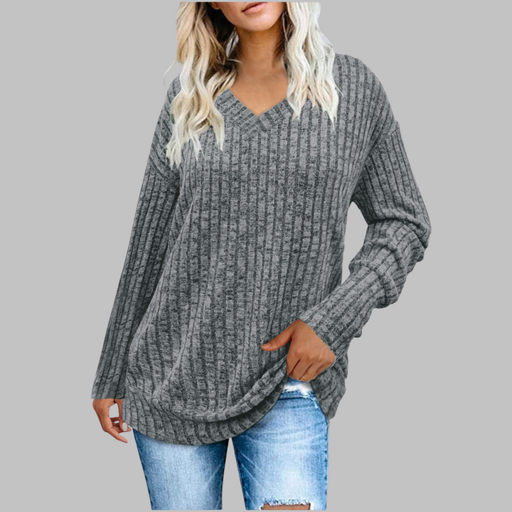 Damen Pullover mit langen Ärmeln und V-Ausschnitt
